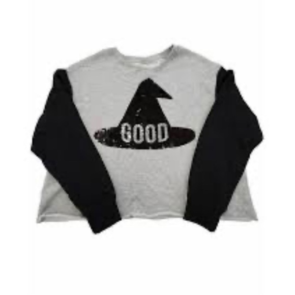 Zoe + Liv Womens Black & Grey Good Bad Flip Sequin Halloween Sweatshirt Size XXL - Picture 1 of 8